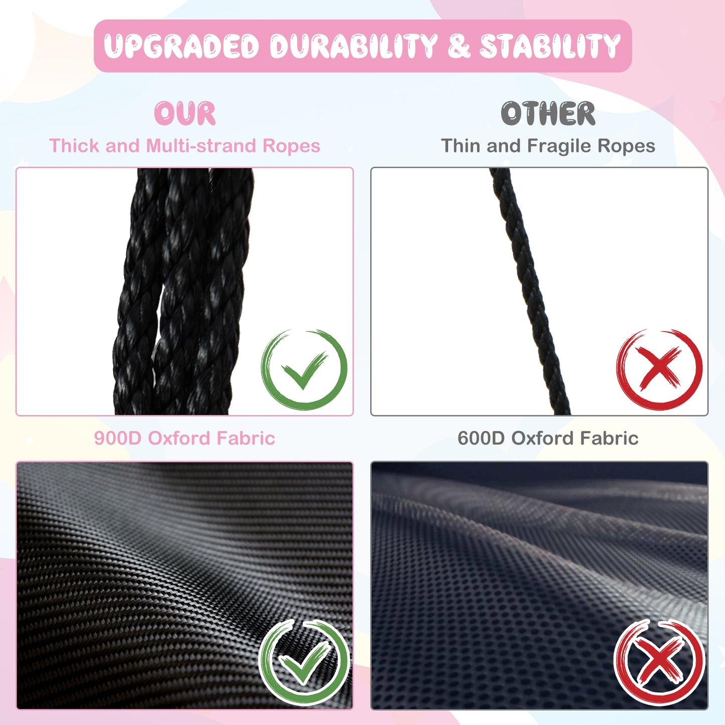 40 Inches Saucer Tree Swing Round with Adjustable Ropes and Carabiners, Pink Swing & Playsets at Gallery Canada