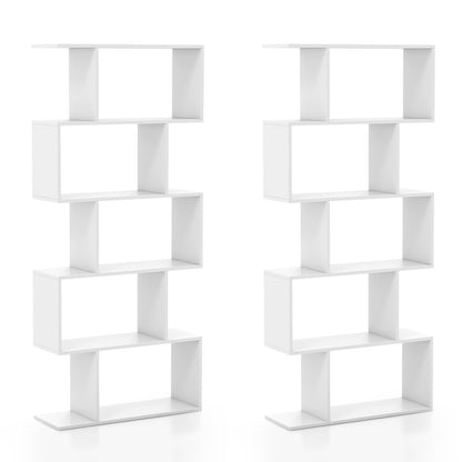 5-Tier Bookshelf with Anti-Toppling Device for Living Room Home Office, White