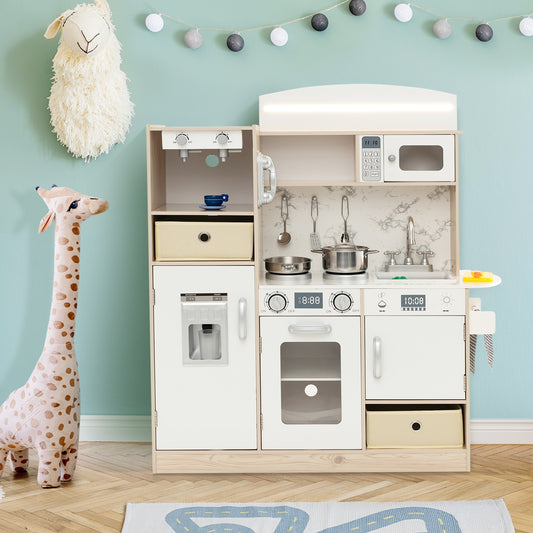 Kids Kitchen Playset With Adjustable LED Lights, White Play Kitchen Sets White at Gallery Canada