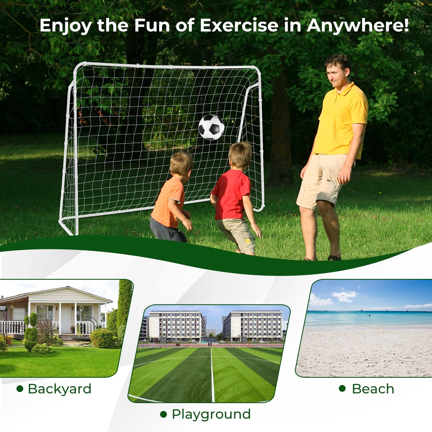 Soccer Goal for Backyard with Heavy Duty Frame and Ground Stakes, White Sport Equipments at Gallery Canada