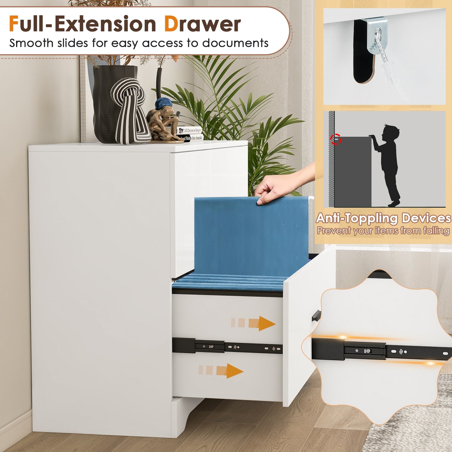 2-Drawer Lateral File Cabinet with Adjustable Bars for Home and Office, White File Cabinets at Gallery Canada