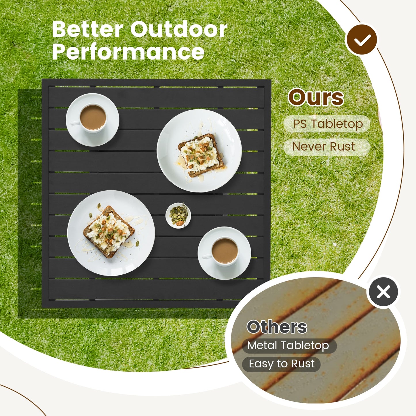 Ensemble de table de bar en osier 5 pièces, étagères de rangement cachées, beige