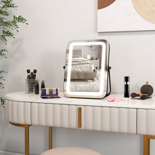 16 x 12 Inch Rectangular Vanity Mirror, 3 Color Dimmable Lighting, Black Mirrors Black at Gallery Canada