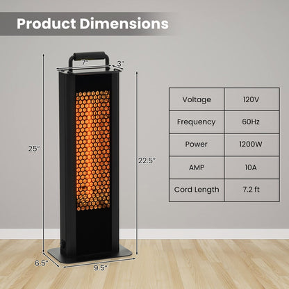 IP65 Waterproof Aluminum Heater with Double-Sided Heating and Overheat Protection, Black