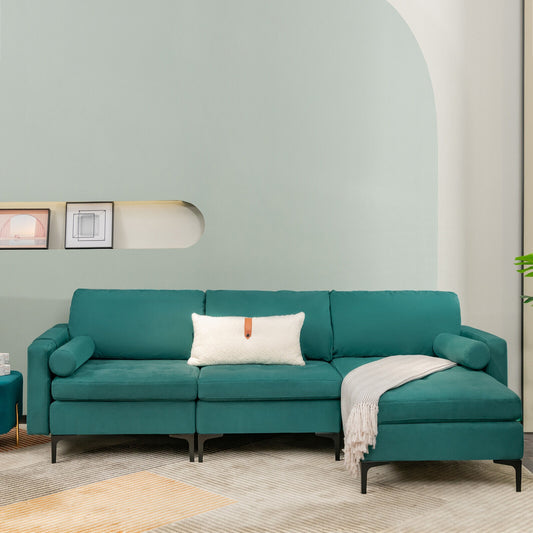 Modular L-Shaped Sectional Sofa, 3-Seat, USB Port, Teal Sofas & Loveseats Teal at Gallery Canada