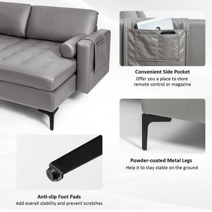 Modular L-shaped 3-Seat Sectional Sofa with Reversible Chaise and 2 USB Ports, Light Gray at Gallery Canada