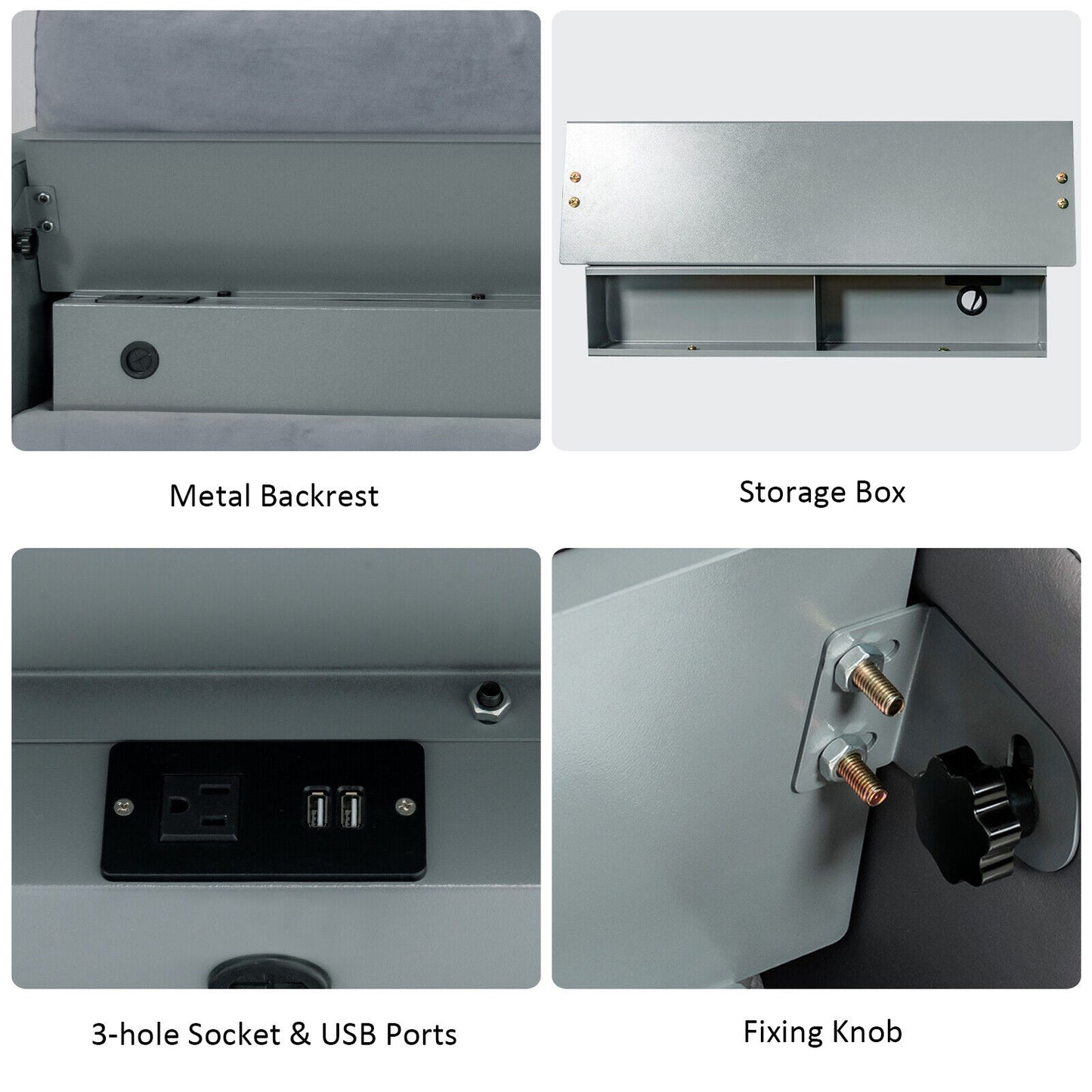 Modular L-Shaped 3-Seat Sectional Sofa, Reversible Chaise, USB Ports, Gray Sofas & Loveseats at Gallery Canada