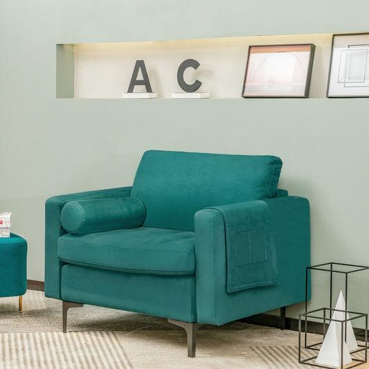 Modular 1-Seat L-Shaped Sectional Sofa With USB Port, Turquoise Accent Chairs Turquoise at Gallery Canada