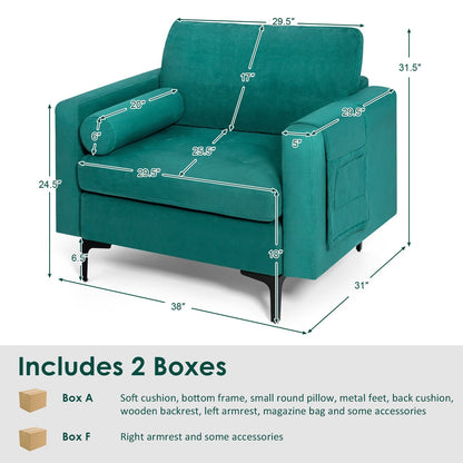 Modular 1/2/3/4-Seat L-Shaped Sectional Sofa Couch with Socket USB Port-1-Seat, Turquoise at Gallery Canada