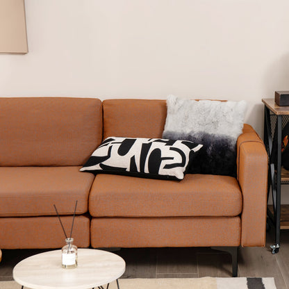 Modular L-shaped Sectional Sofa with Reversible Ottoman and 2 USB Ports, Orange