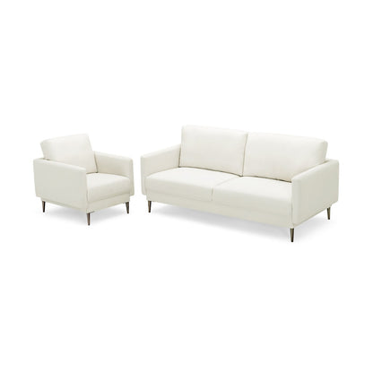 Modern Loveseat with Comfy Backrest Cushions, White