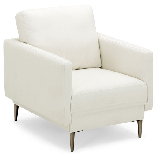 Modern Upholstered Accent Chair with Removable Backrest Cushion, White