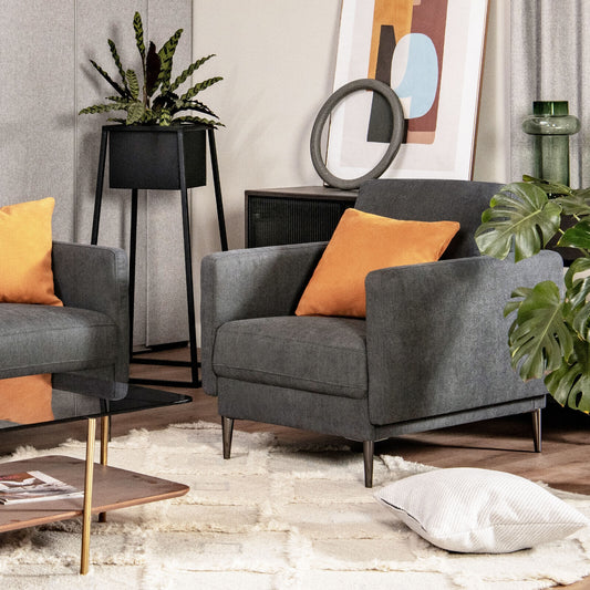 Modern Upholstered Accent Chair, Removable Backrest Cushion, Gray Sofas & Loveseats Gray at Gallery Canada