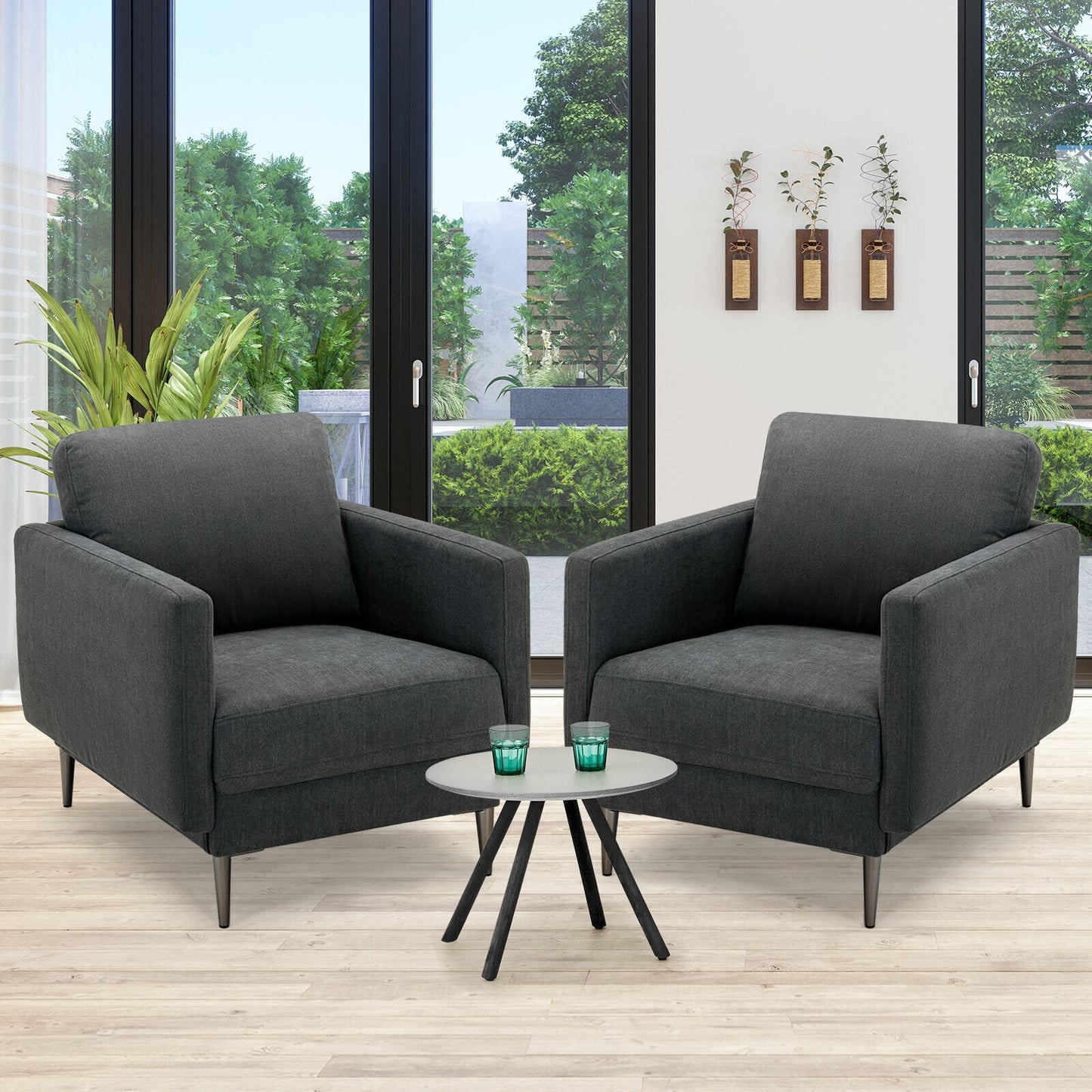 Modern Upholstered Accent Chair, Removable Backrest Cushion, Gray Sofas & Loveseats at Gallery Canada