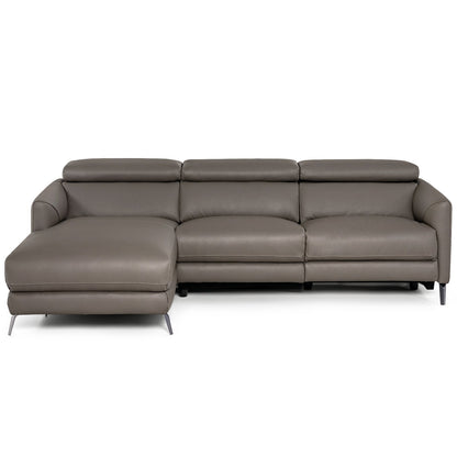 Leather Air Power Reclining Sectional Sofa with Adjustable Headrests, Gray