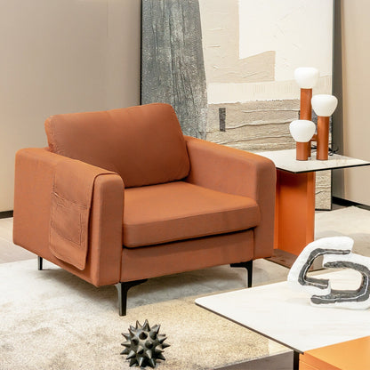 Modern Accent Armchair with Side Storage Pocket, Orange