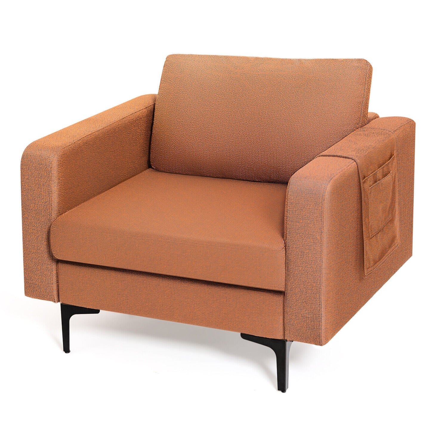 Modern Accent Armchair, With Side Storage Pocket, Orange Accent Chairs at Gallery Canada
