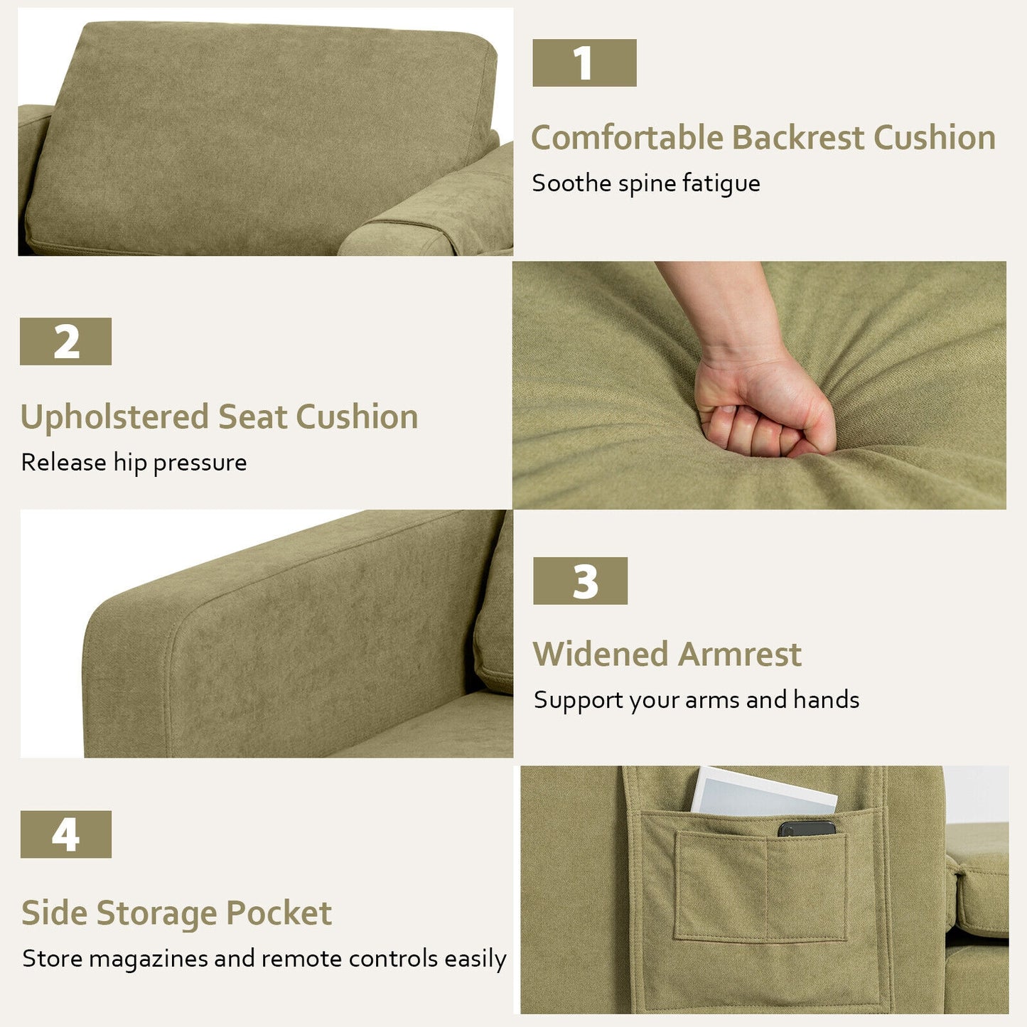 Modern Accent Armchair With Side Storage Pocket, Green Accent Chairs at Gallery Canada