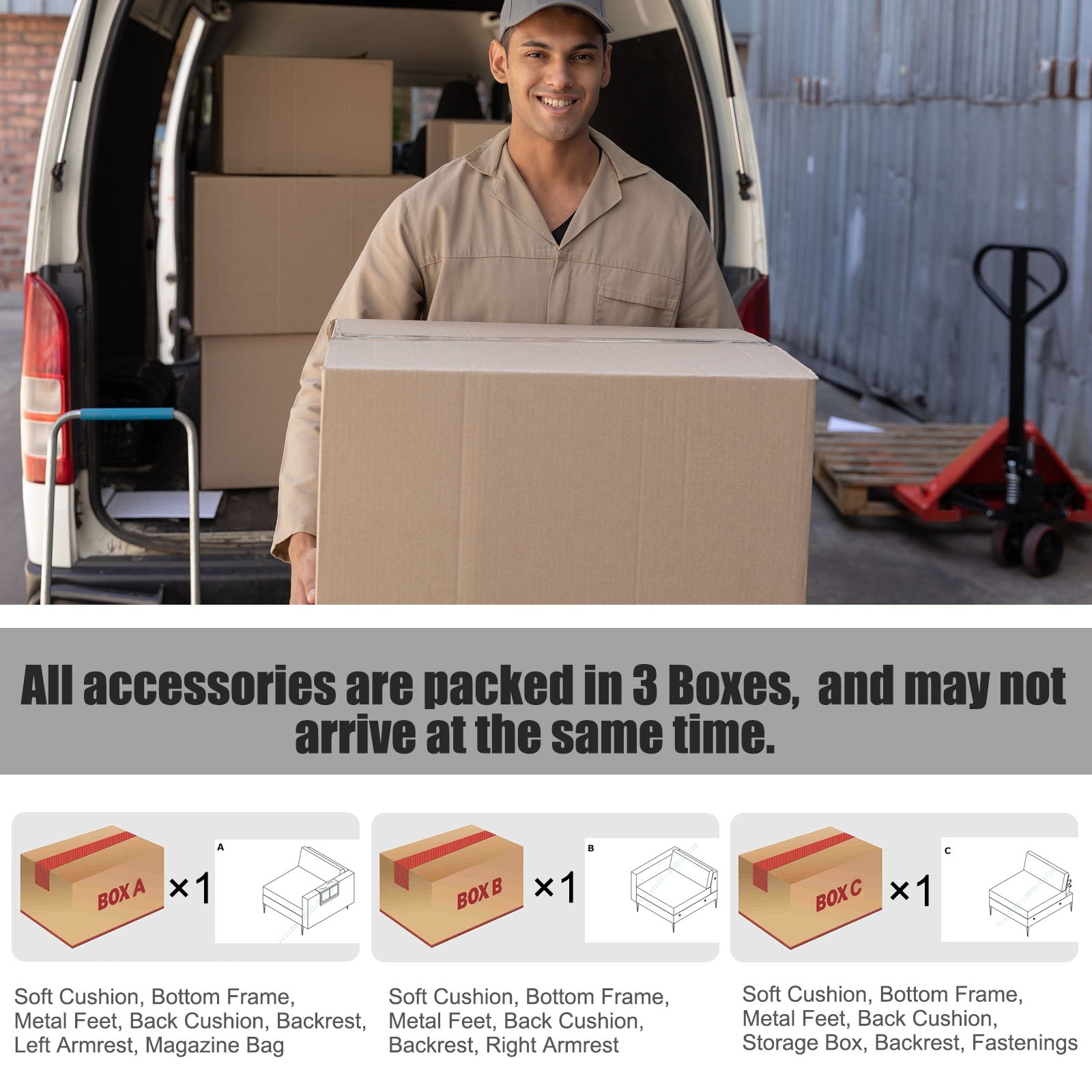 Convertible Leather Sofa Couch with Magazine Pockets 3-Seat with 2 USB Port, Light Gray Sofas & Loveseats at Gallery Canada