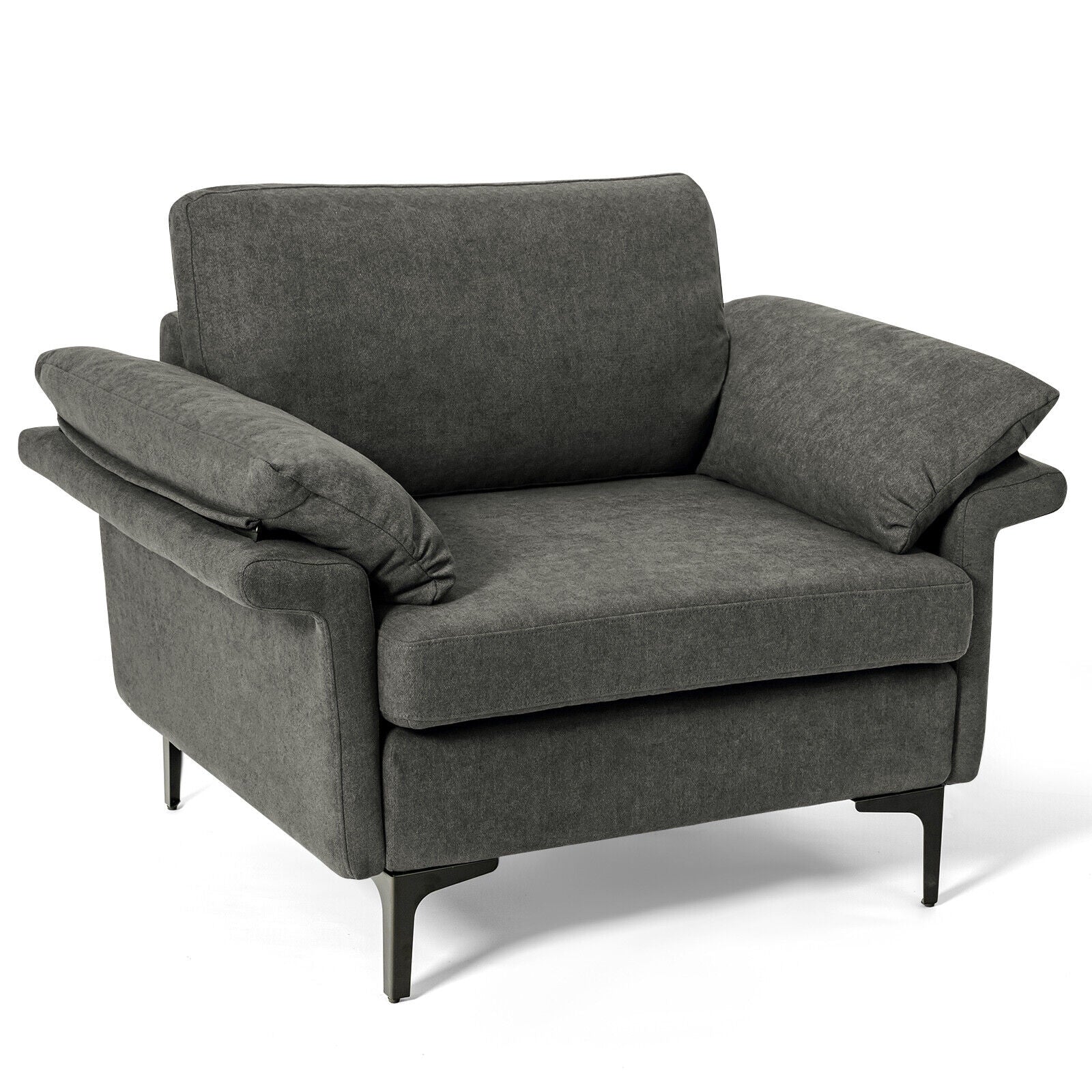 Modern Fabric Accent Armchair with Original Distributed Spring and Armrest Cushions, Gray Sofas & Loveseats Gray at Gallery Canada