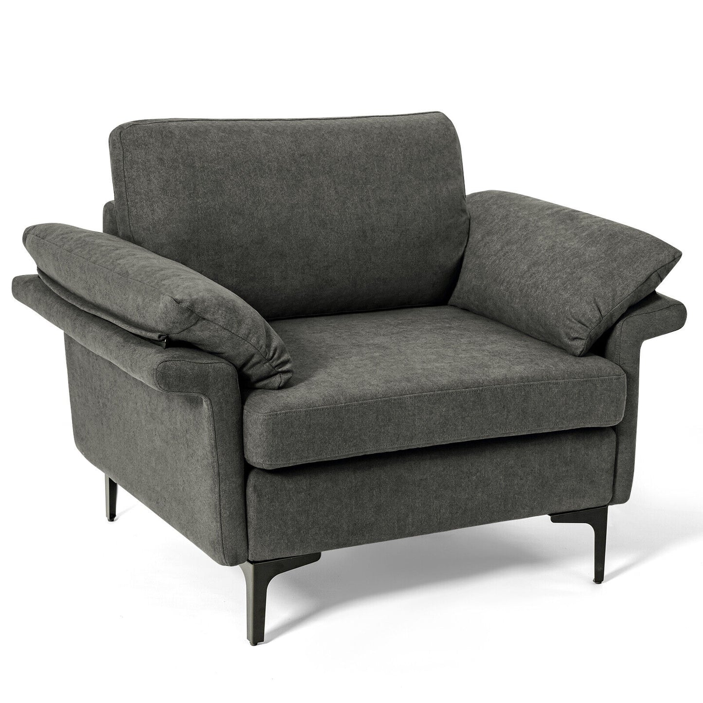 Modern Fabric Accent Armchair with Original Distributed Spring and Armrest Cushions, Gray Sofas & Loveseats Gray at Gallery Canada