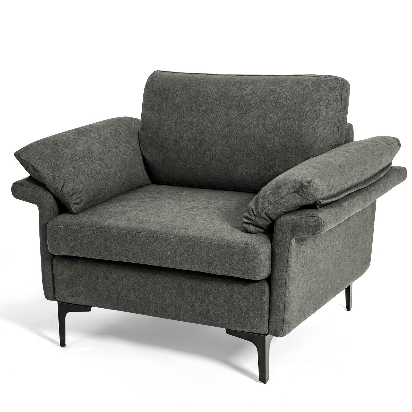 Modern Fabric Accent Armchair with Original Distributed Spring and Armrest Cushions, Gray Sofas & Loveseats at Gallery Canada