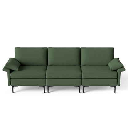 Large 3-Seat Sofa Sectional with Metal Legs for 3-4 people, Army Green