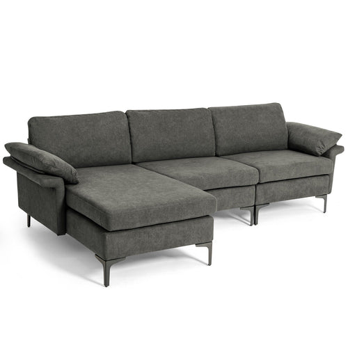 Extra Large Modular L-shaped Sectional Sofa with Reversible Chaise for 4-5 People, Gray