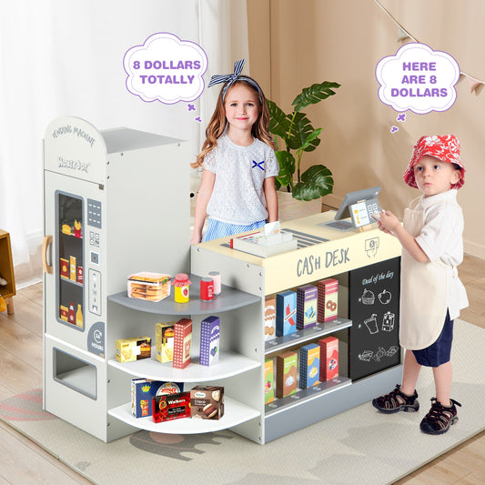 Kids Grocery Store Playset With Cash Register, Gray Play Kitchen Sets Gray at Gallery Canada