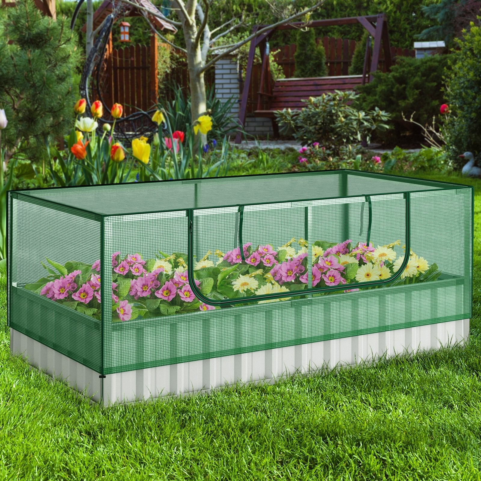 Galvanized Raised Garden Bed with Greenhouse Cover, Green at Gallery Canada