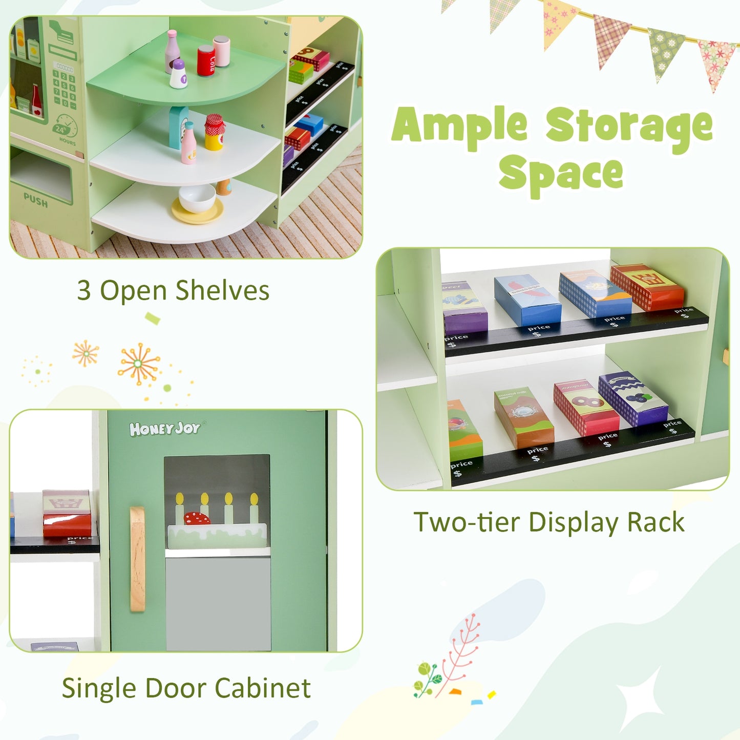 Kids Wooden Supermarket Play Set, Checkout Counter, Green Pretend Toys at Gallery Canada