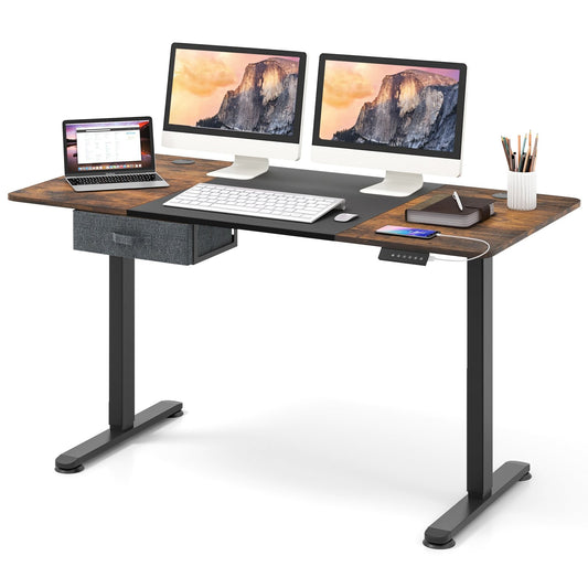 Height Adjustable Electric Standing Desk with USB Charging Port, Black