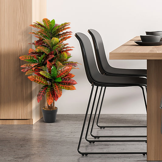 Artificial Croton Plant, 40 Inch, Fake Palm Tree With Variegated Leaves, Red Faux Plants Red at Gallery Canada