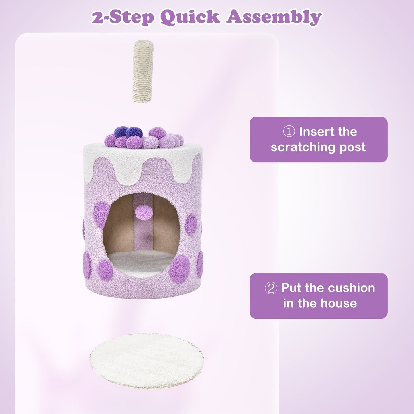 Bubble Tea Cat Tree Tower with Scratching Post, Purple