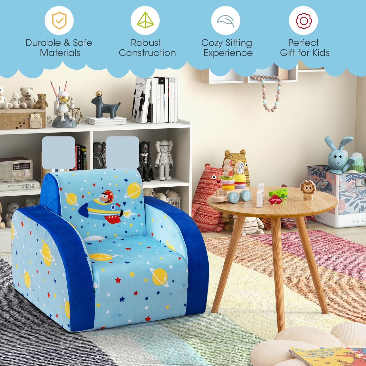 Convertible Kids Sofa, Flip Open, Blue Kids Chairs & Seating at Gallery Canada