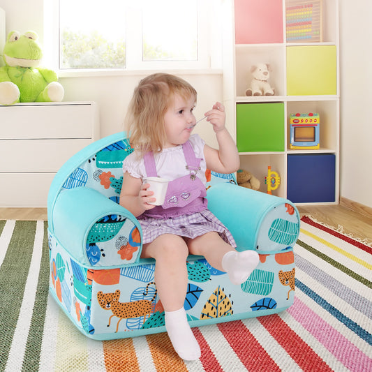 Kids Armchair, Plush Velvet Cover, Soft Sponge Filling, Blue Kids Chairs & Seating Blue at Gallery Canada