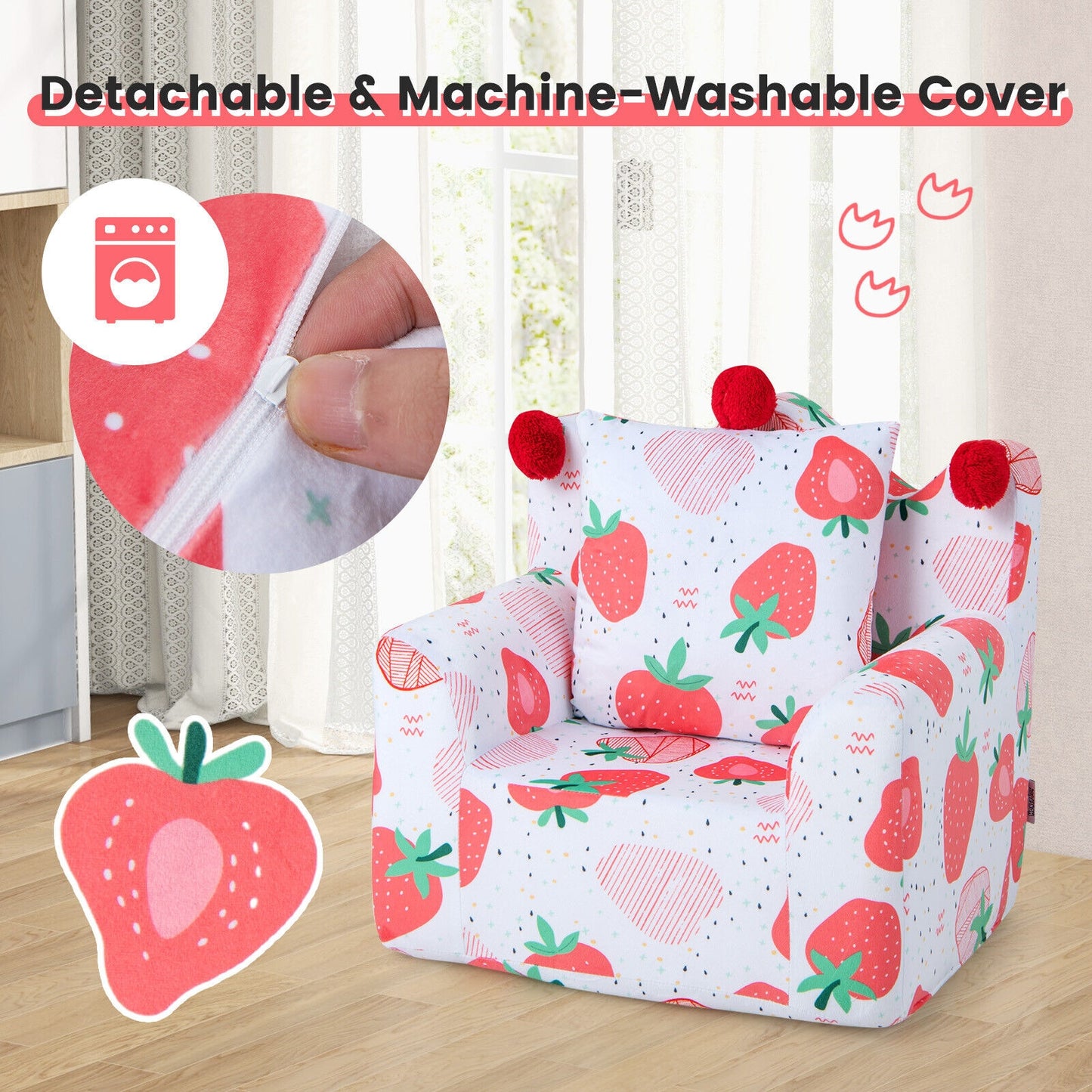 Kids Sofa With Armrest And Pillow, Pink Kids Chairs & Seating at Gallery Canada