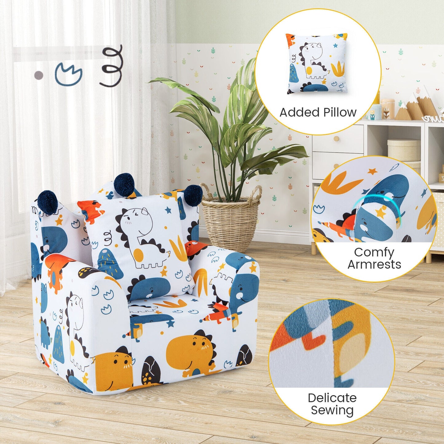 High-Density Kids Sofa With Armrest, Blue Kids Chairs & Seating at Gallery Canada