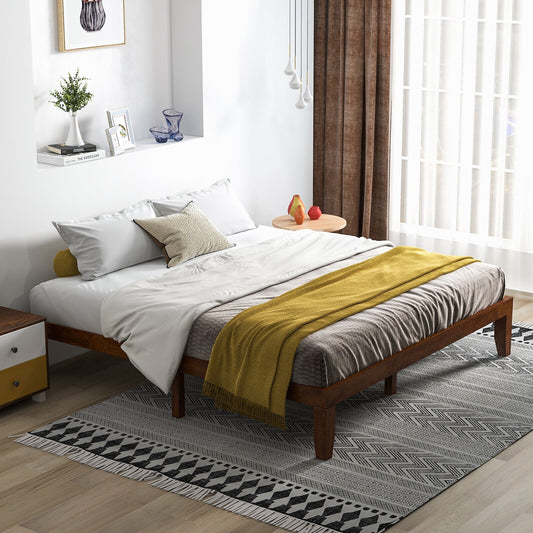 14 Inch King Size Platform Bed Frame, Walnut, Wood Slat Support Simple Bed Frame Walnut at Gallery Canada