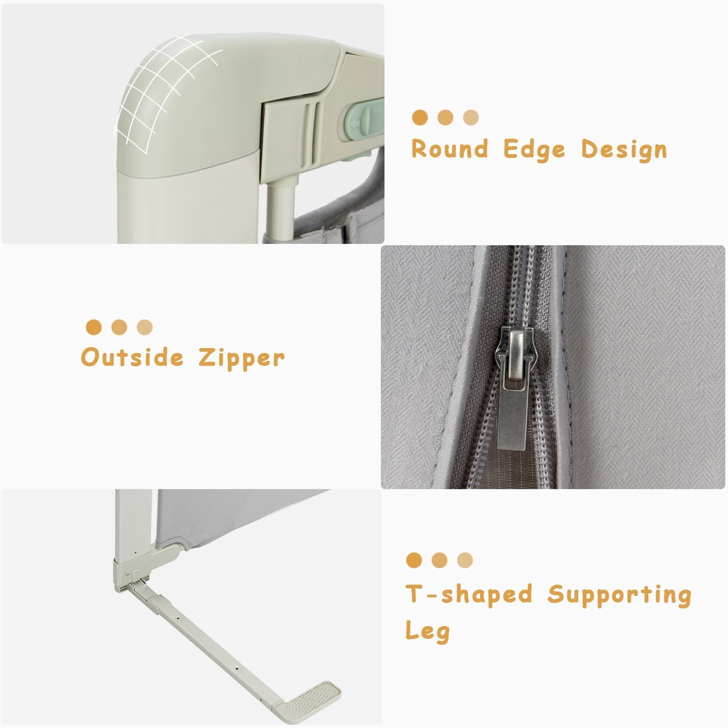 Bed Rail Guard for Toddlers Kid with Adjustable Height and Safety Lock-59 inch, Gray Bed Rails at Gallery Canada