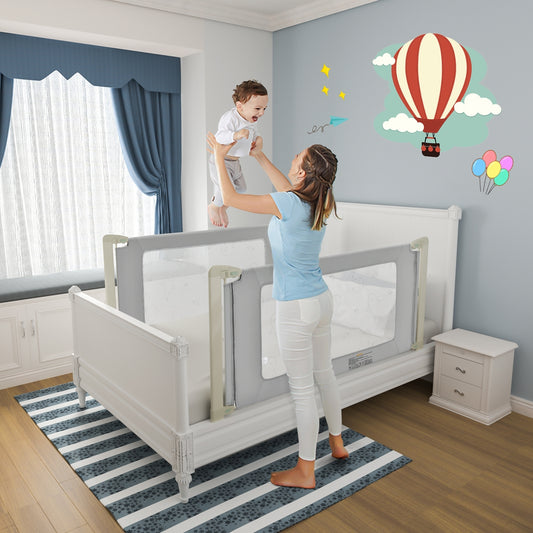 Toddler Bed Rail Guard, Adjustable Height, Safety Lock, 70 Inch, Gray Bed Rails Gray at Gallery Canada