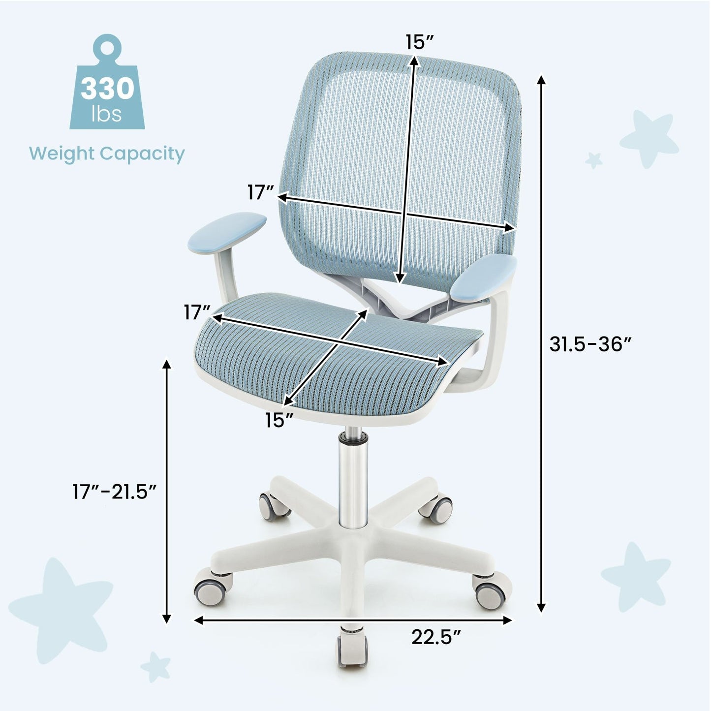 Swivel Mesh Children Computer Chair with Adjustable Height, Blue at Gallery Canada