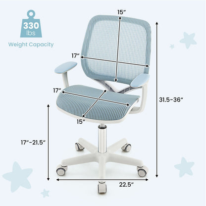 Swivel Mesh Children Computer Chair with Adjustable Height, Blue at Gallery Canada