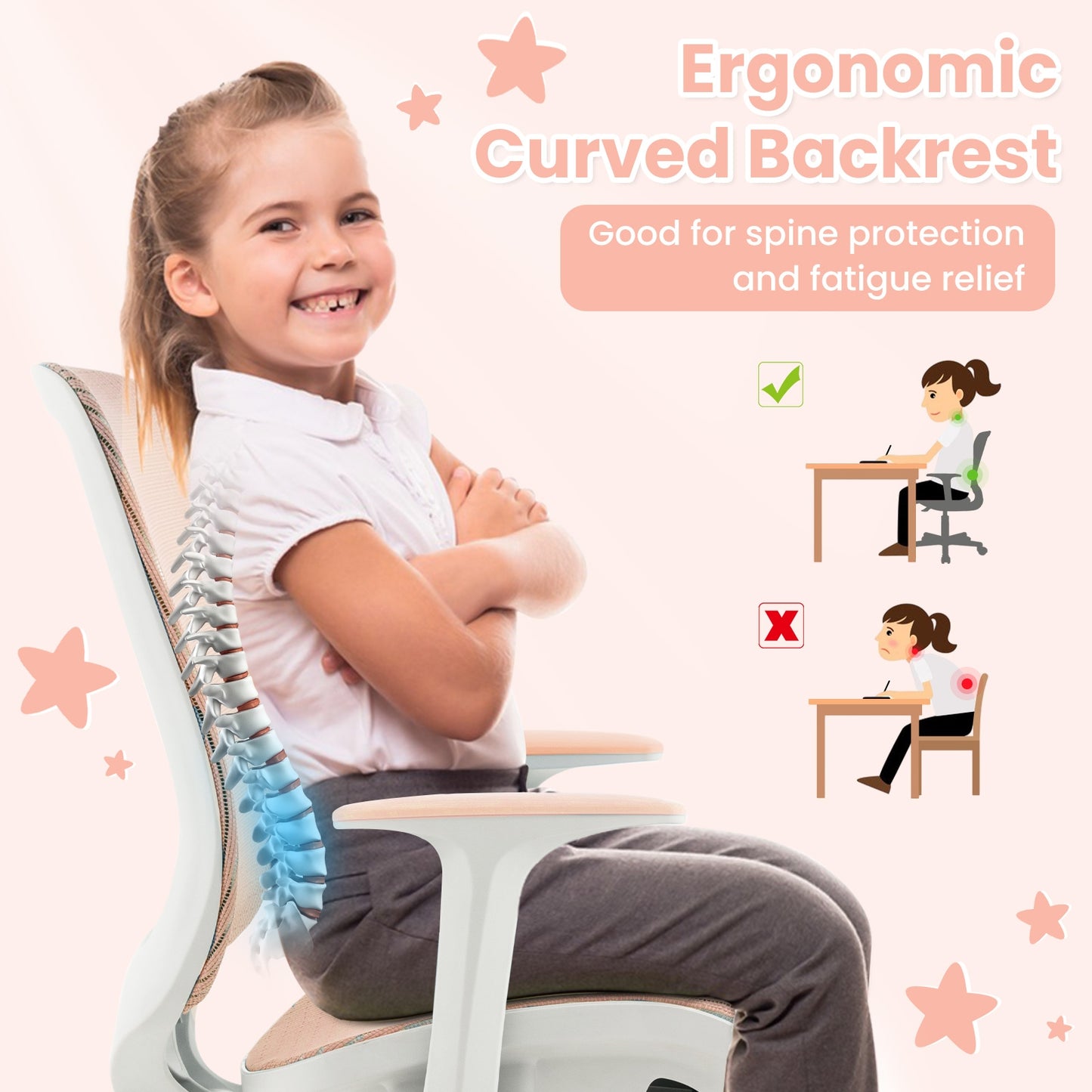 Swivel Mesh Children Computer Chair, Adjustable Height, Pink Kids Chairs & Seating at Gallery Canada