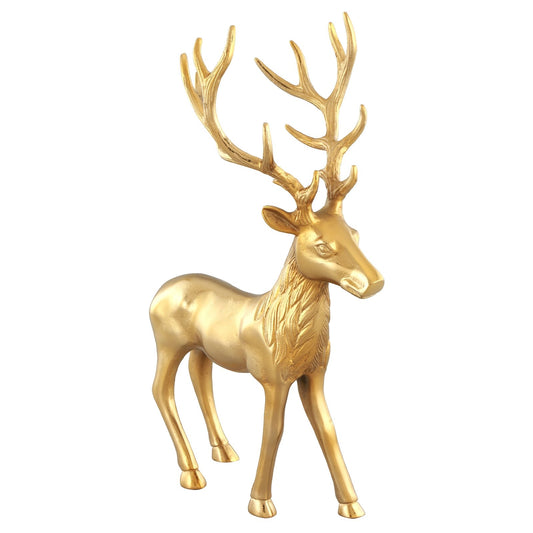 Standing Reindeer Statue Aluminum Deer Sculpture for Indoors Christmas Decor, Golden at Gallery Canada
