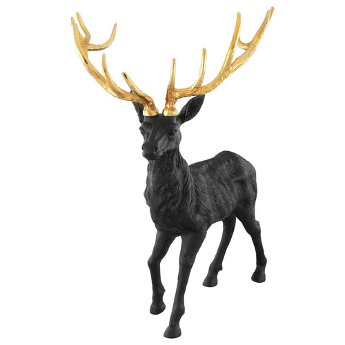 Standing Reindeer Statue Aluminum Deer Sculpture for Indoors Christmas Decor, Black