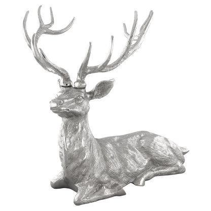 Standing Reindeer Statue Aluminum Deer Sculpture for Indoors Christmas Decor, Silver