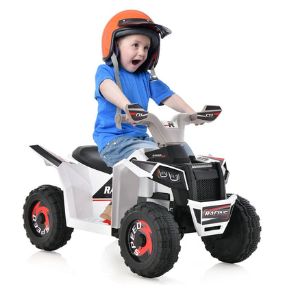 Kids Ride on ATV 4 Wheeler Quad Toy Car with Direction Control, White