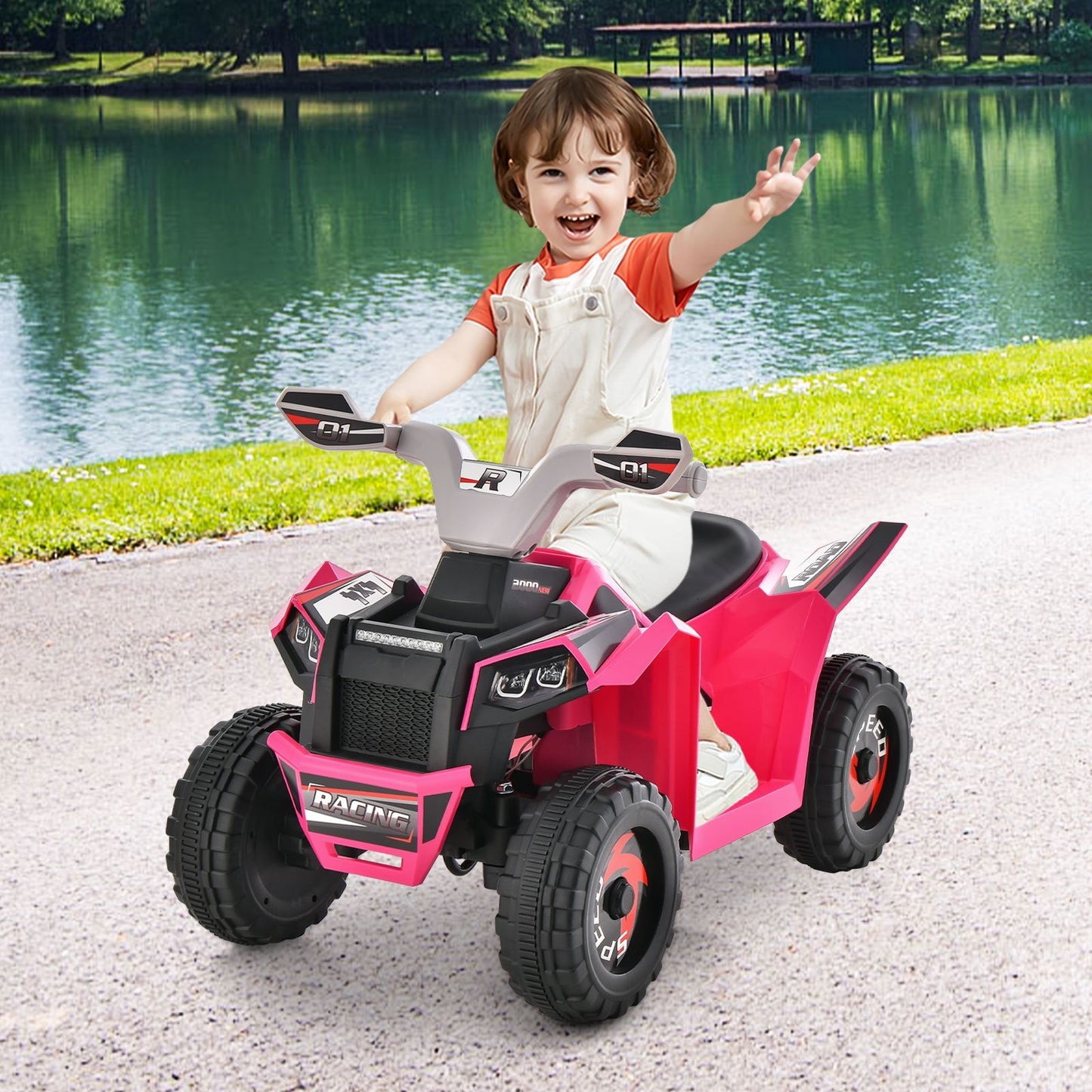 Kids Ride on ATV 4 Wheeler Quad Toy Car with Direction Control, Pink at Gallery Canada
