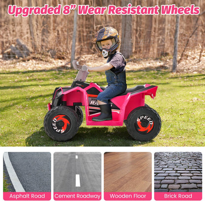 Kids Ride on ATV 4 Wheeler Quad Toy Car with Direction Control, Pink